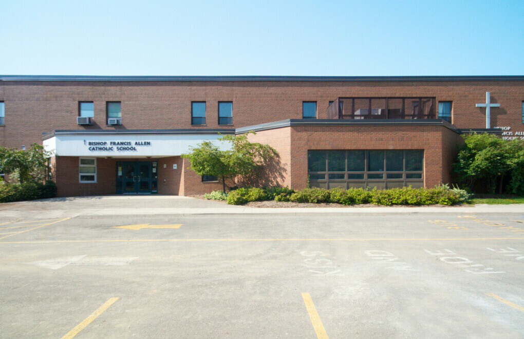 Picture of the front of Bishop Francis Allen Catholic Elementary School