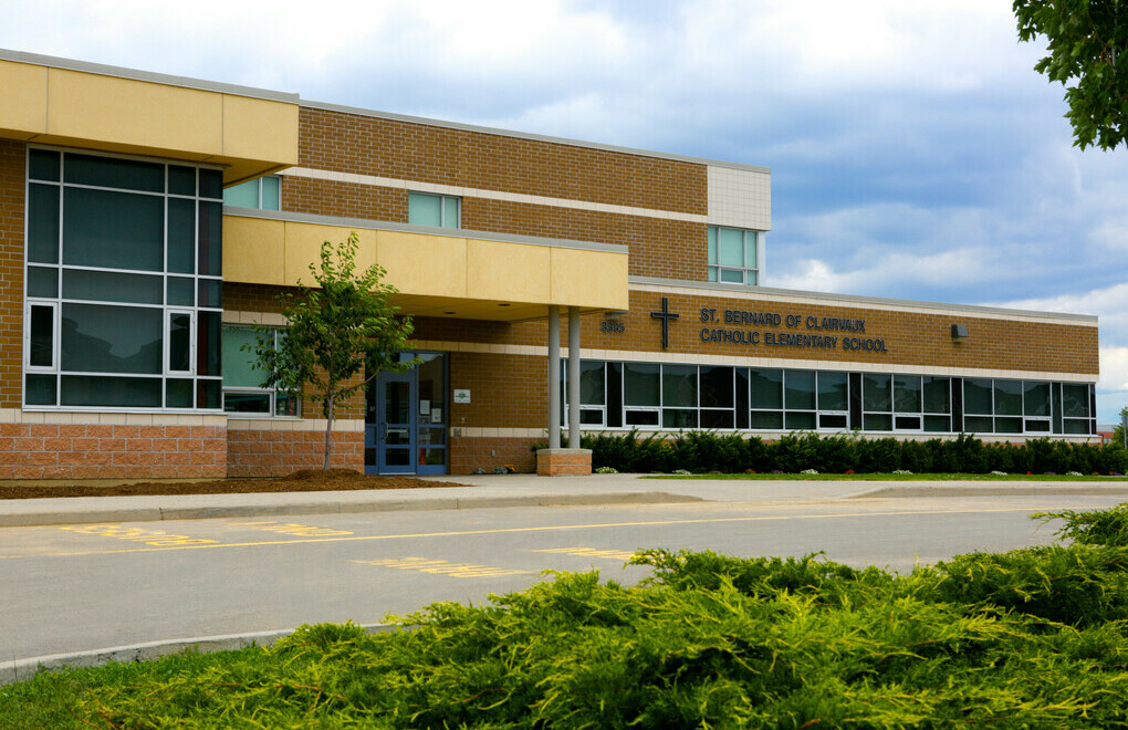 Picture of the front of St. Bernard of Clairvaux Catholic Elementary School
