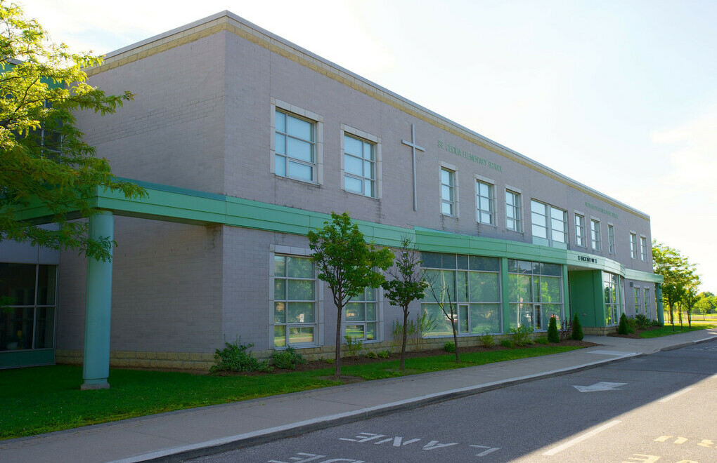 Picture of the front of St. Cecilia Catholic Elementary School