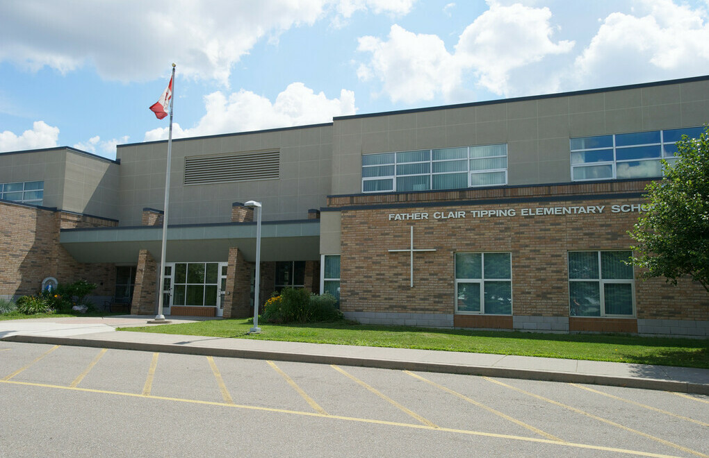 Picture of the front of  Father Clair Tipping Catholic Elementary School