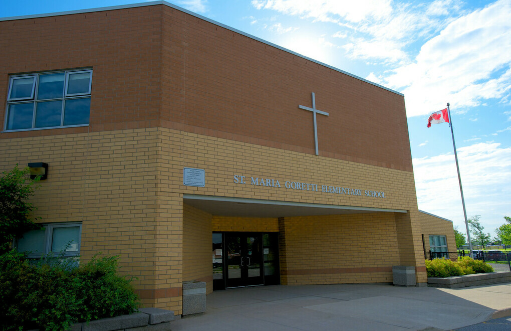 Picture of the front of St. Maria Goretti Catholic Elementary School