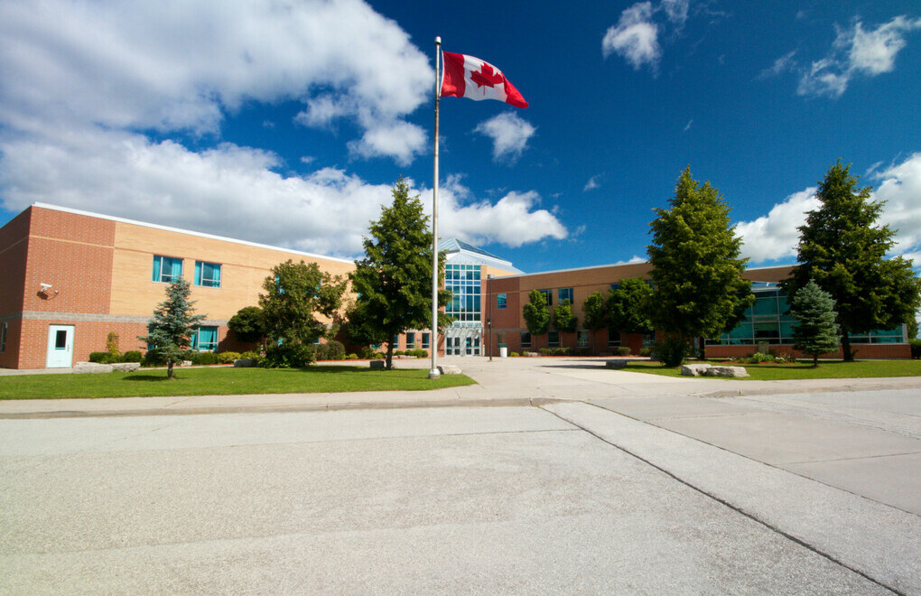Picture of the front of Robert F. Hall Catholic Secondary School
