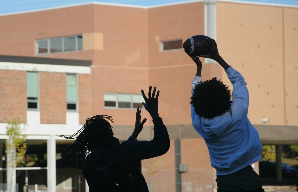 Picture of students playing football