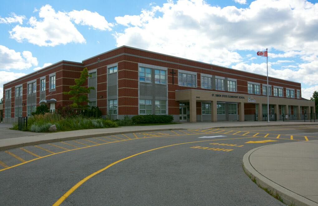 Picture of the front of St. Simon Stock Catholic Elementary School